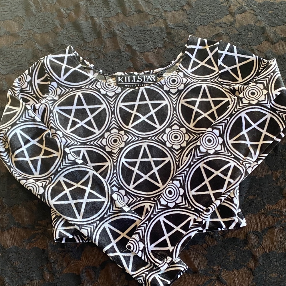 Killstar Pentagram Black and White Top